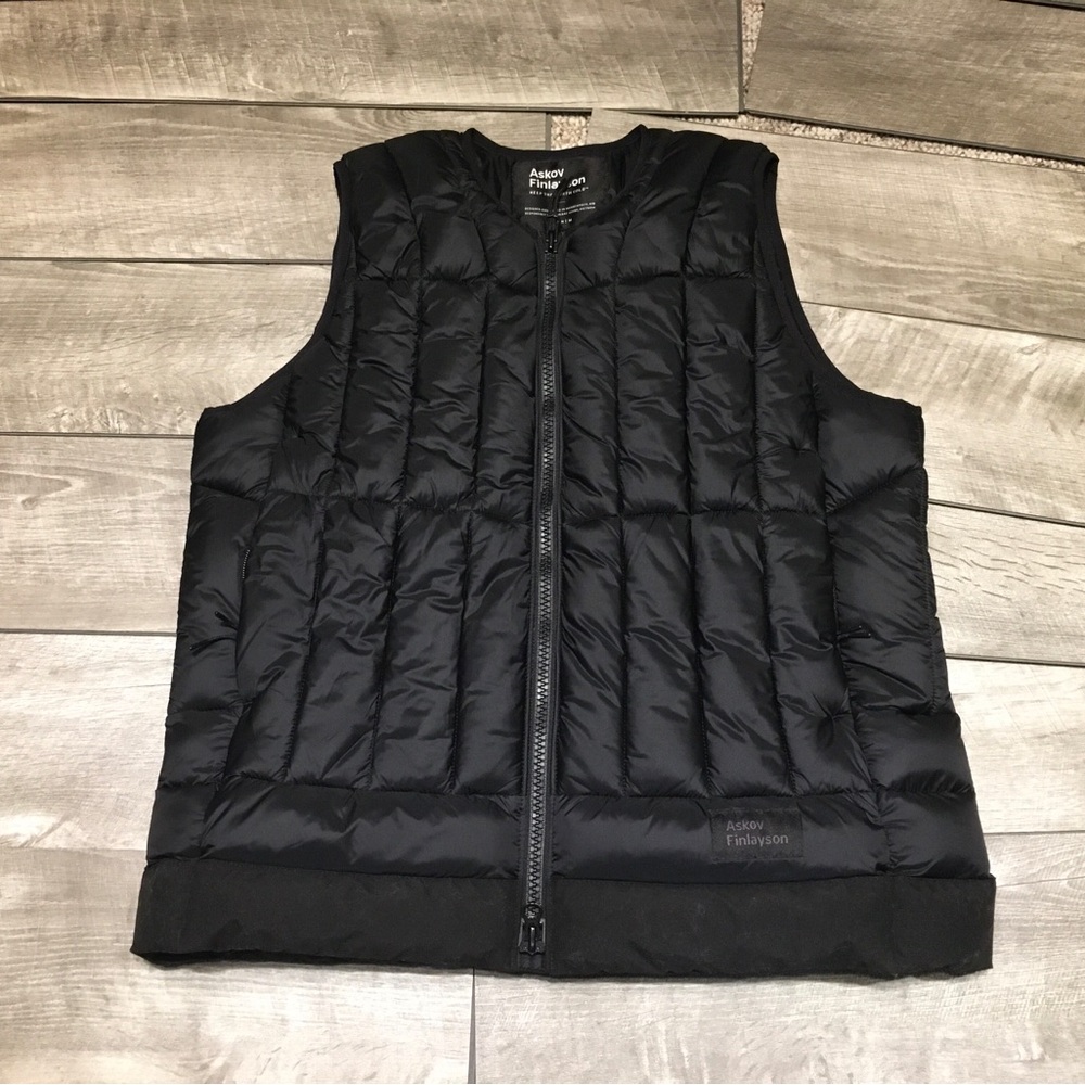Askov Finlayson Down Womens Puffer Puffy Black Elite Preservation Vest Sz Medium